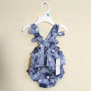 Jessica Simpson Blue Star Baby Dress Diaper Cover Set Size 3-6 months